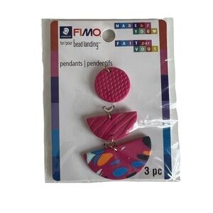 FIMO Bead Landing Necklace Pendant Nickel Free Pink Orange Blue DIY Moon Clay